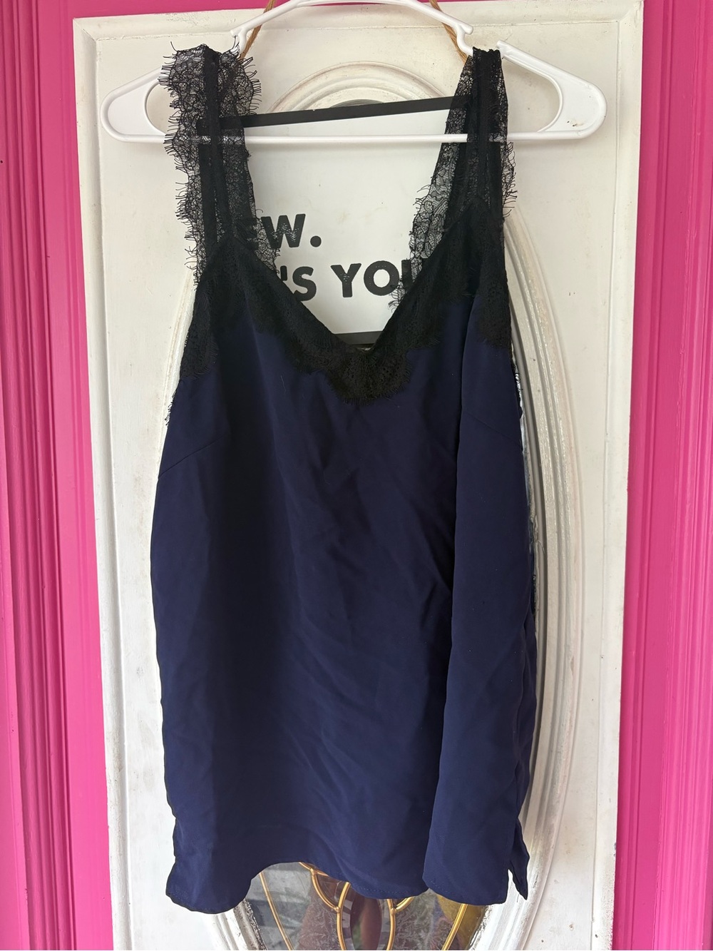 Amazon Navy Blue Lace Trim Cami Tank Top